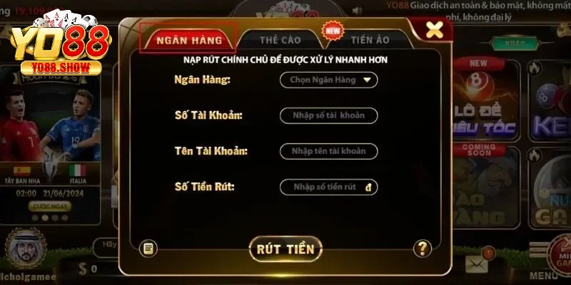 Cổng game hỗ trợ rút tiền qua các ngân hàng phổ biến